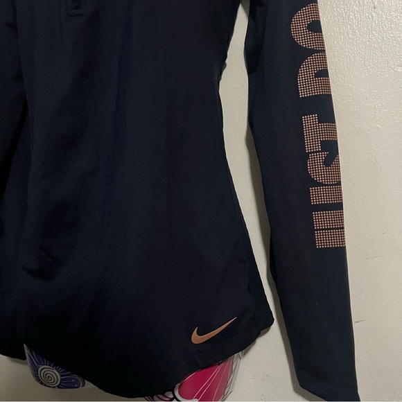 Navy Nike Just Do It Rose Pink Long Sleeve 1/4 Zip Jacket - Picture 2 of 3